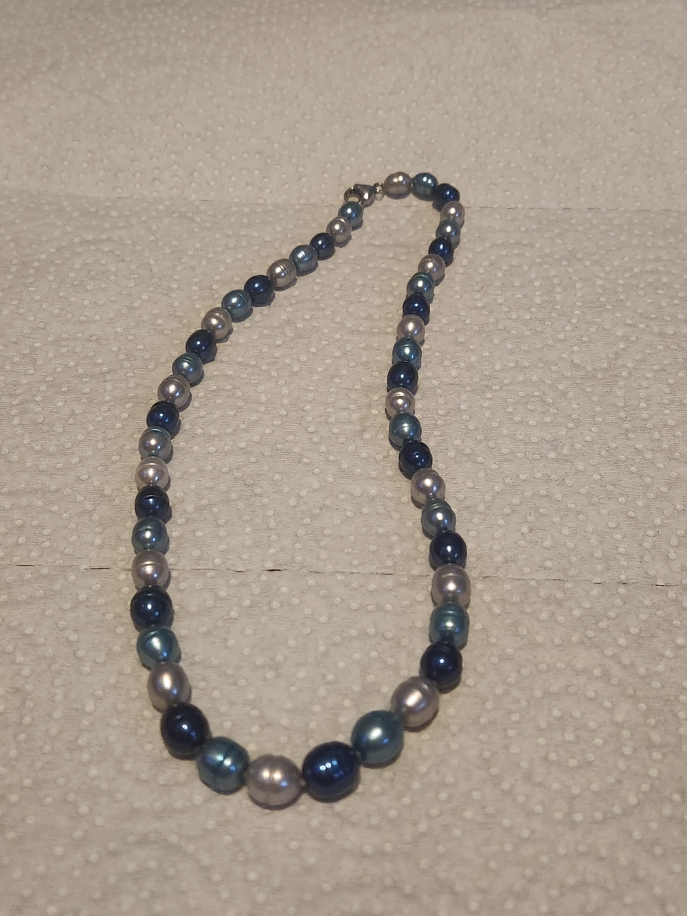 Pearl Strand Necklace - Blue and Silver - Unbranded